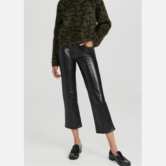 FRAME BLACK LE JANE CROP RECYCLED LEATHER JEANS 23 (XXS) NWOT - Picture 3 of 8